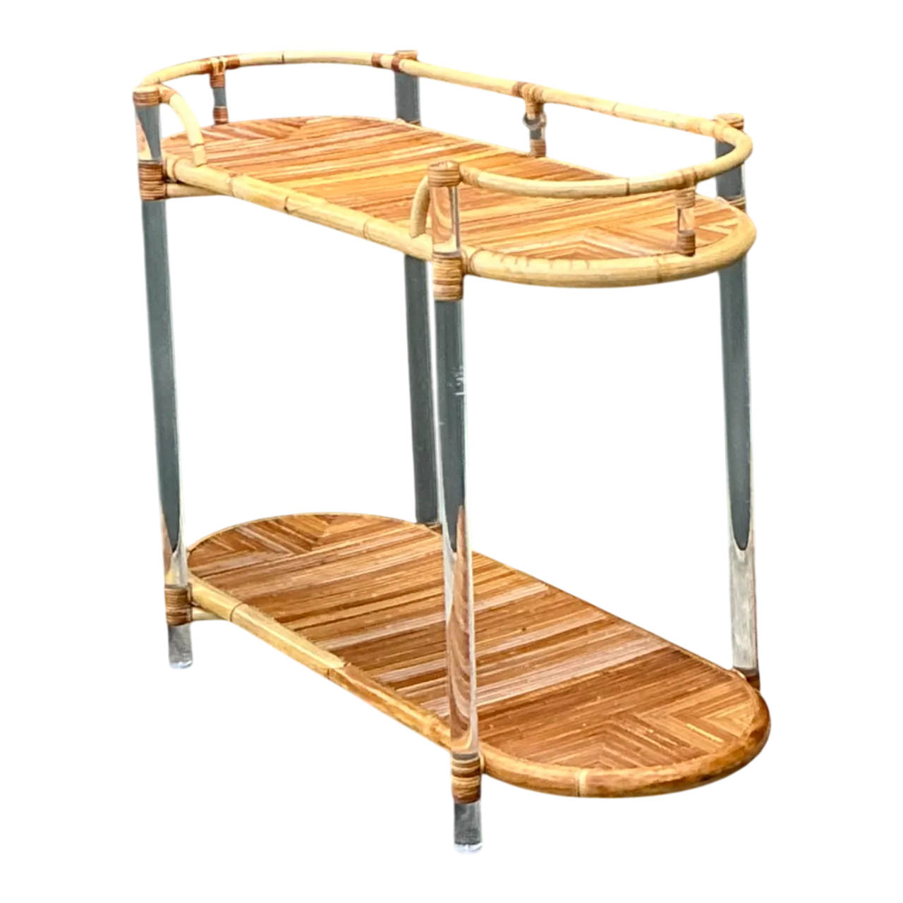 Vintage Selamat Lucite And Pencil Reed Console Table