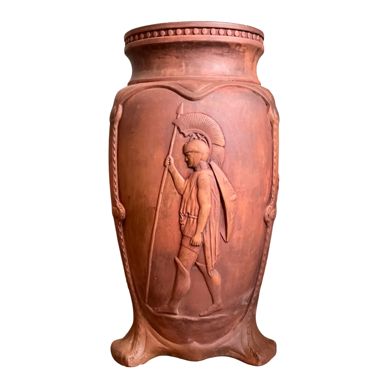 Vintage Italian Terracotta Roman Relief Vase