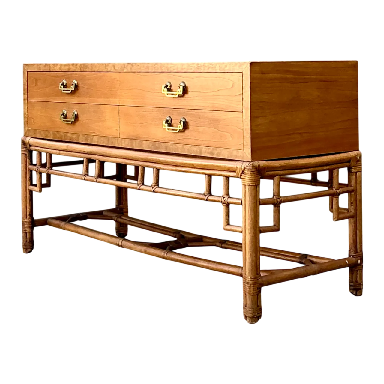 Vintage Ficks Reed Rattan and Wood Sideboard