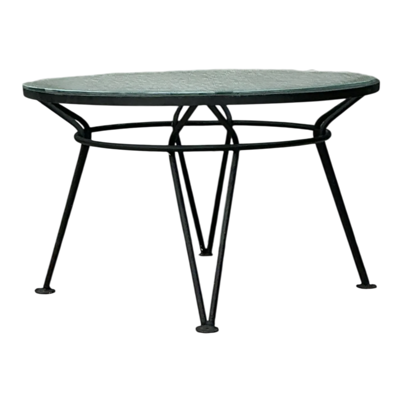 Vintage MCM Salterini “Radar” Iron and Glass Coffee Table