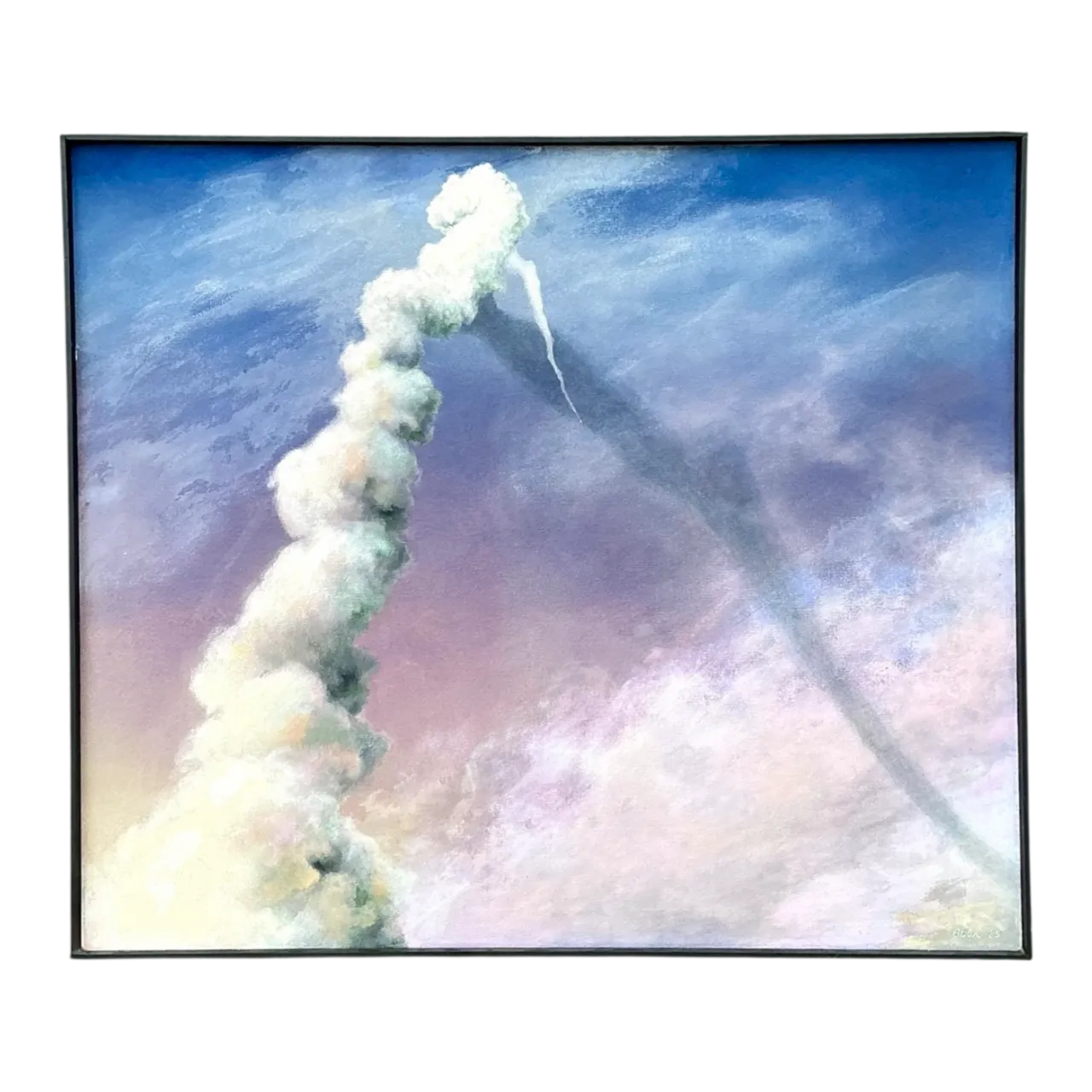 Vintage 1988 Challenger Smoke Plume Original Oil On Canvas