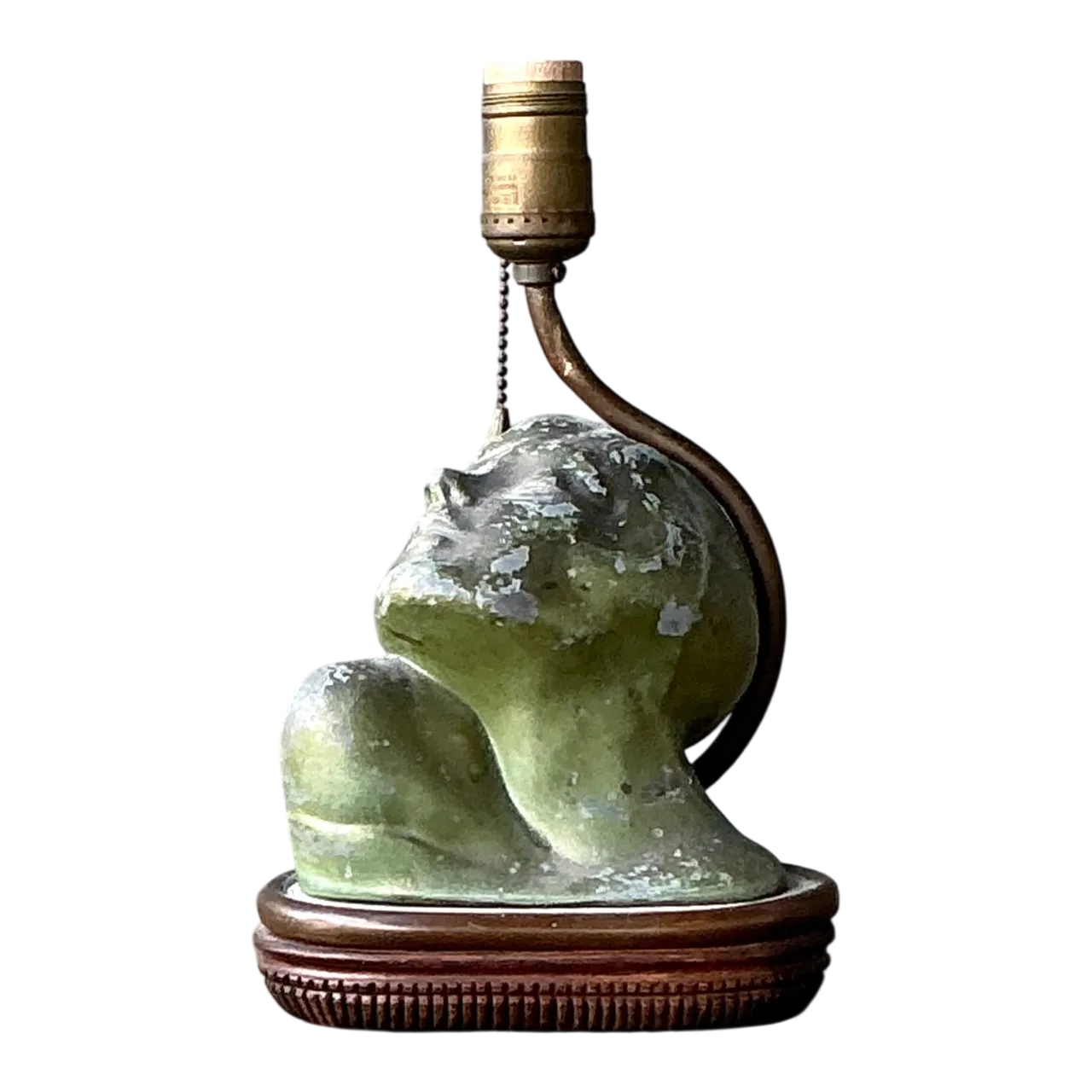Vintage Green Patinated Bust Table Lamp