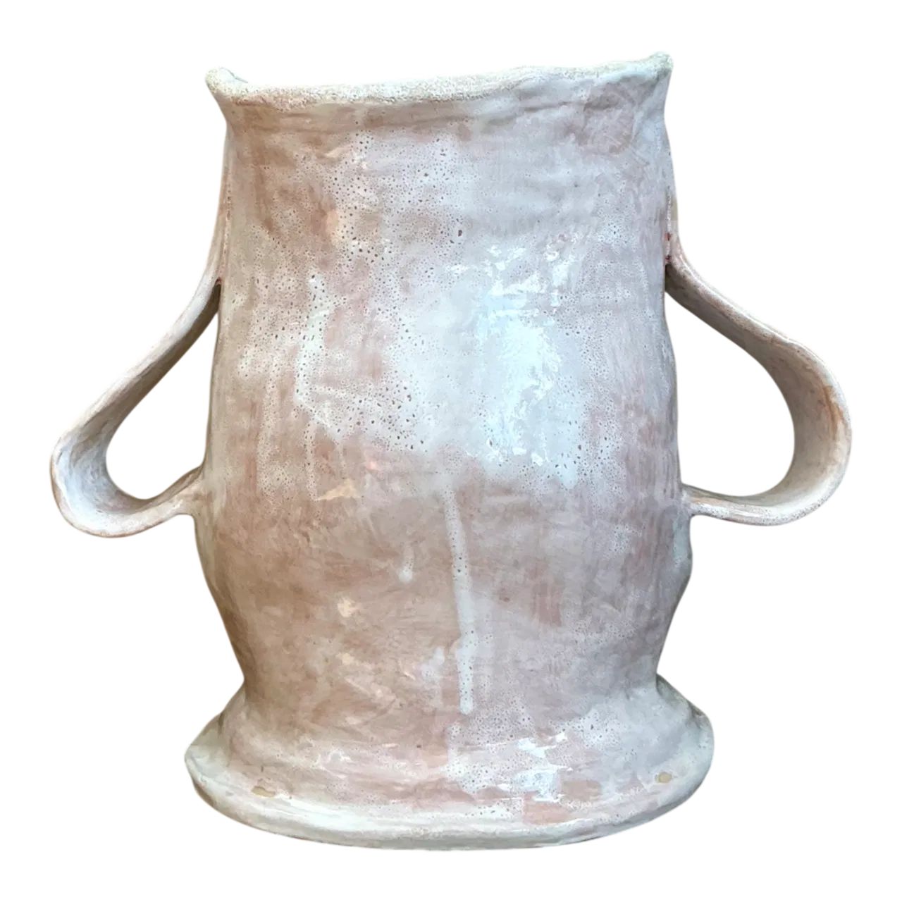 Vintage Pink Glazed Biomorphic Ceramic Vessel