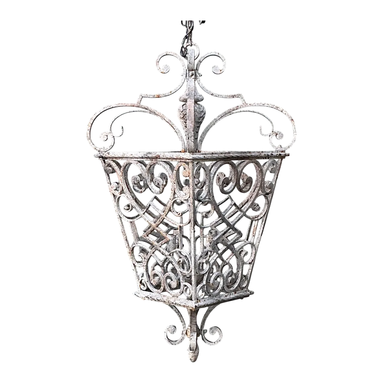 Vintage Wrought Iron Scrollwork Lantern