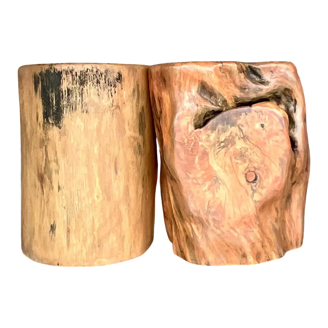 Boho Colored Tree Trunk Drinks Tables - Set of 2