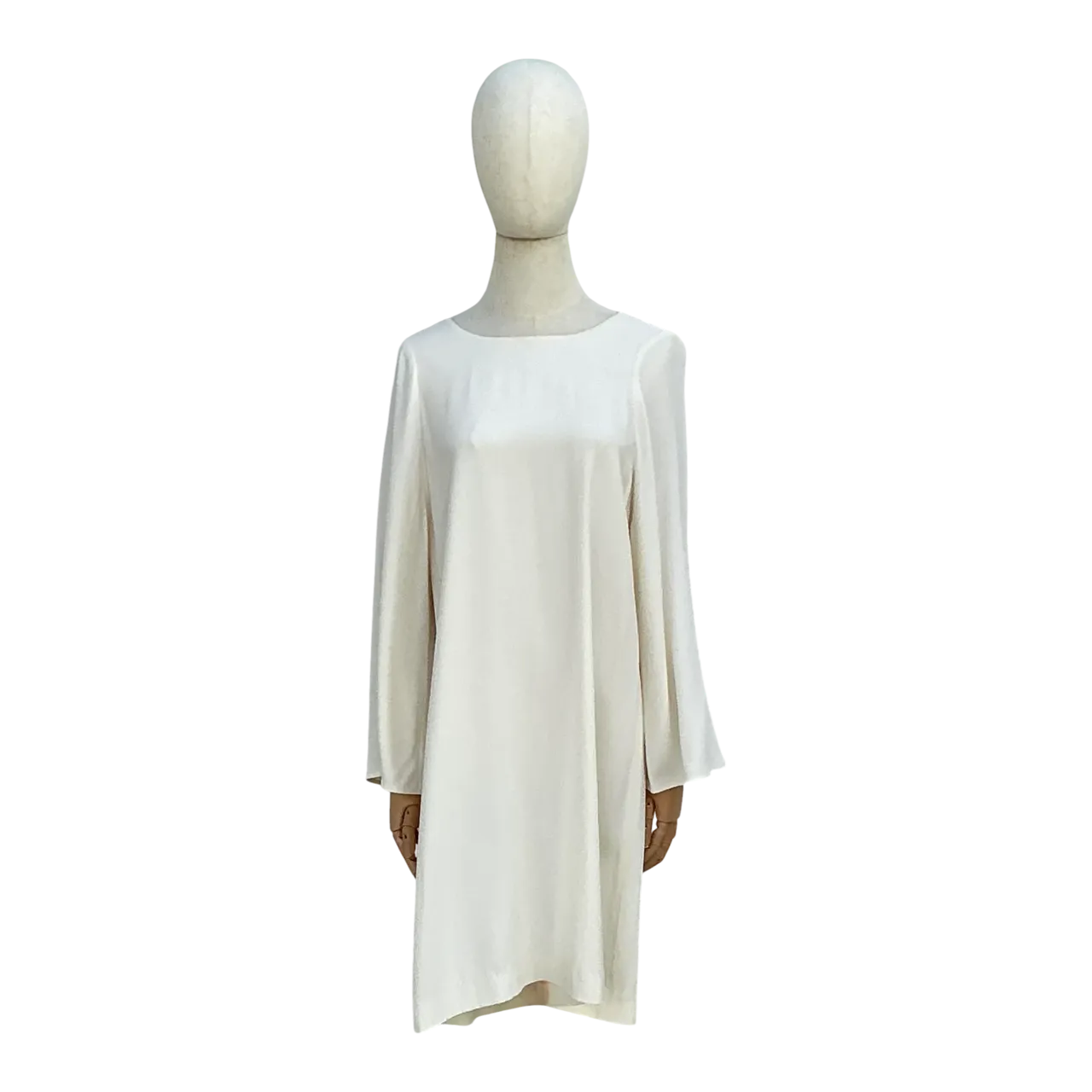 Helmut Lang Ivory Long Sleeve Shift Dress