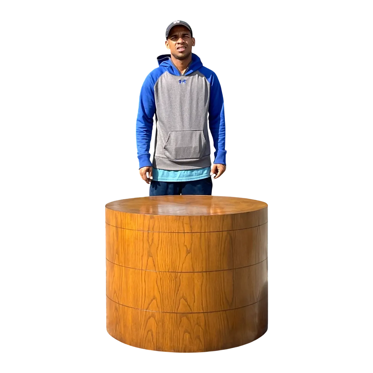 Late 20th Century Vintage Boho Three Band Wood Drum Table