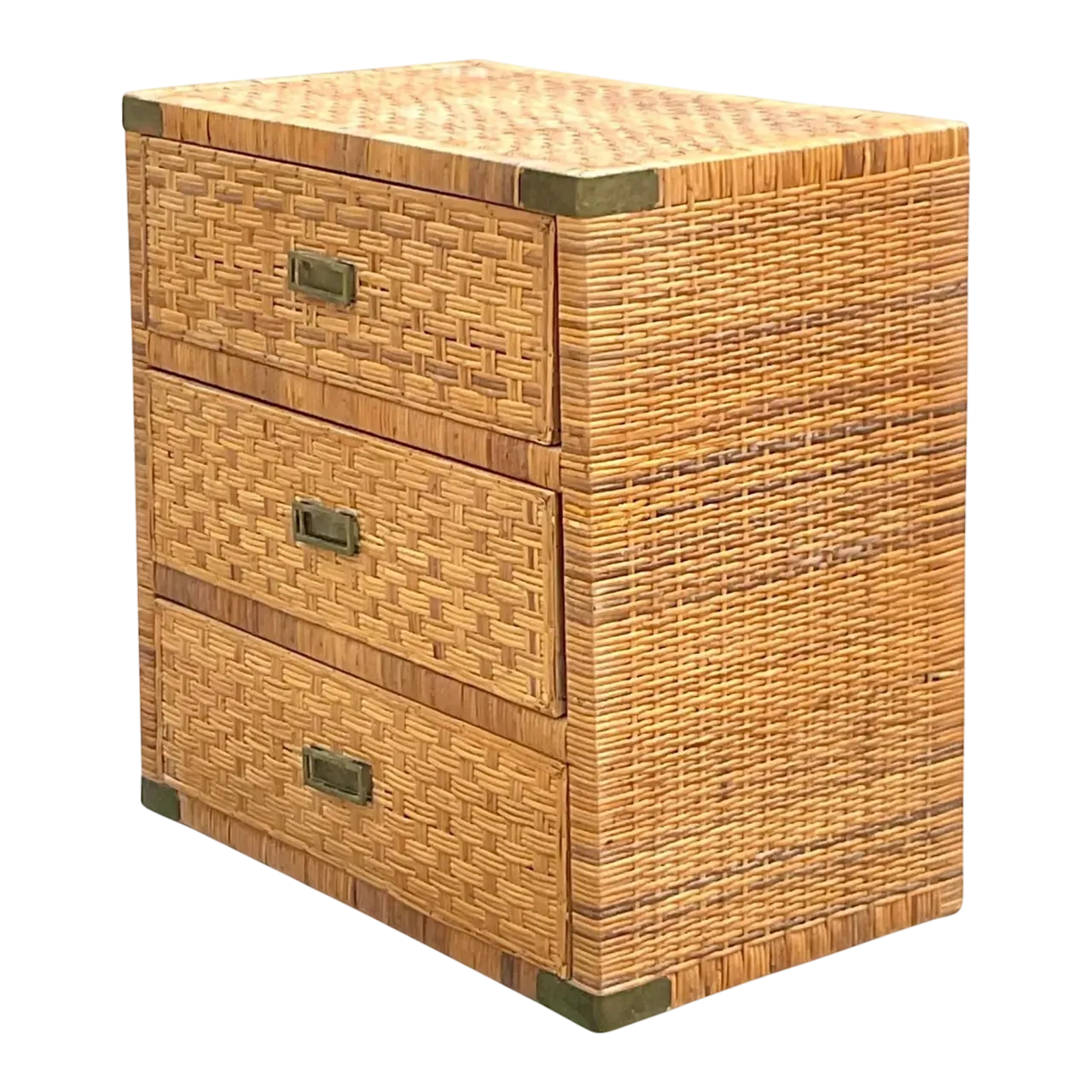Late 20th Century Vintage Coastal Wrapped Rattan Chest of Drawers