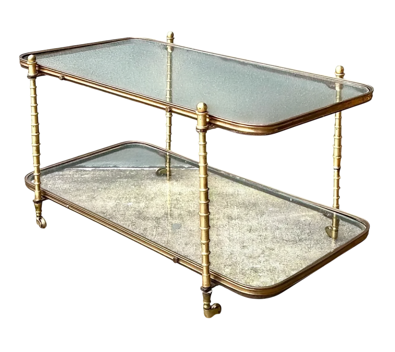 Vintage Brass Faux Bamboo Coffee Table