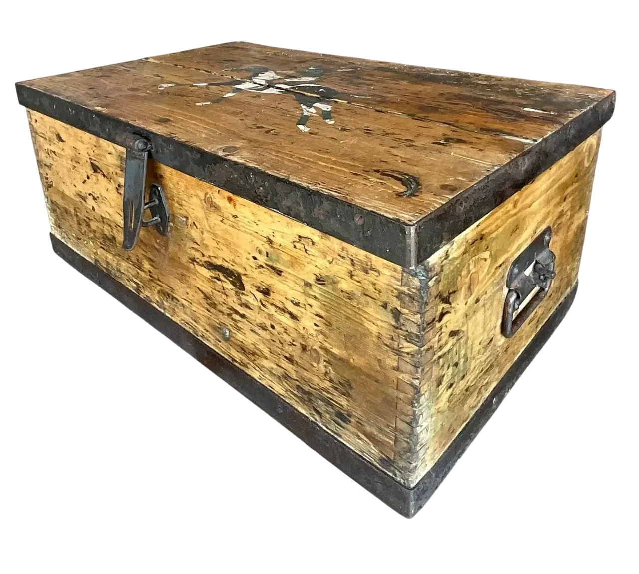 Mid 20th Century Vintage Primitive Jockey Plank Chest