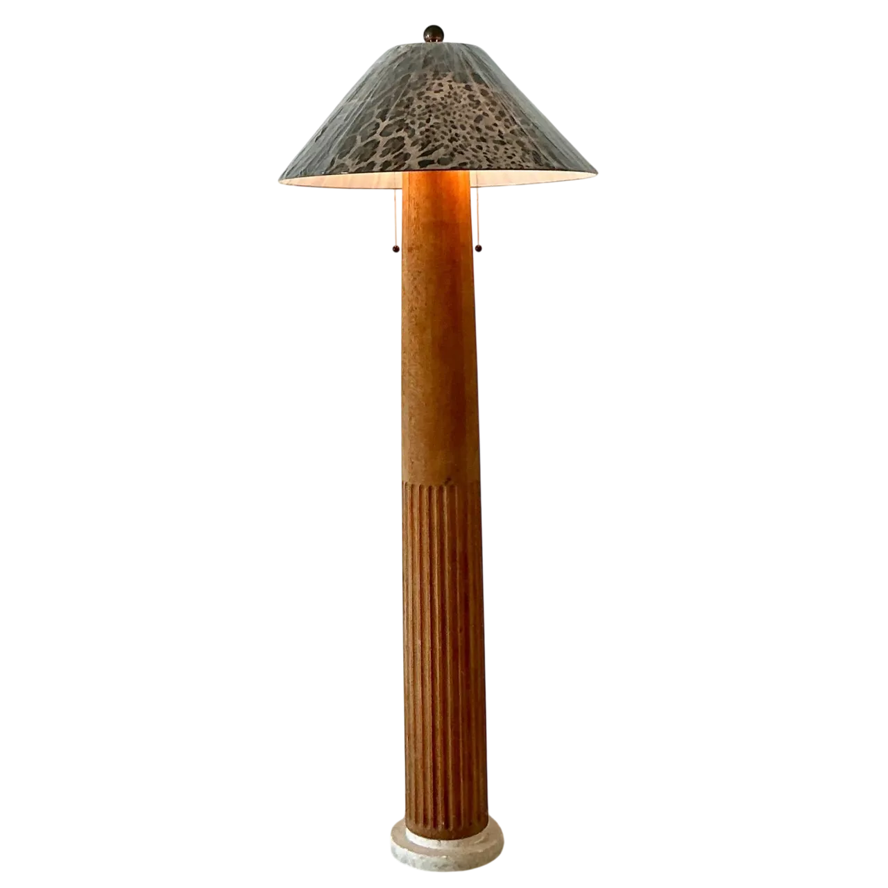Vintage Monumental Carved Column Lamp With Dolce and Gabbana Paper Shade