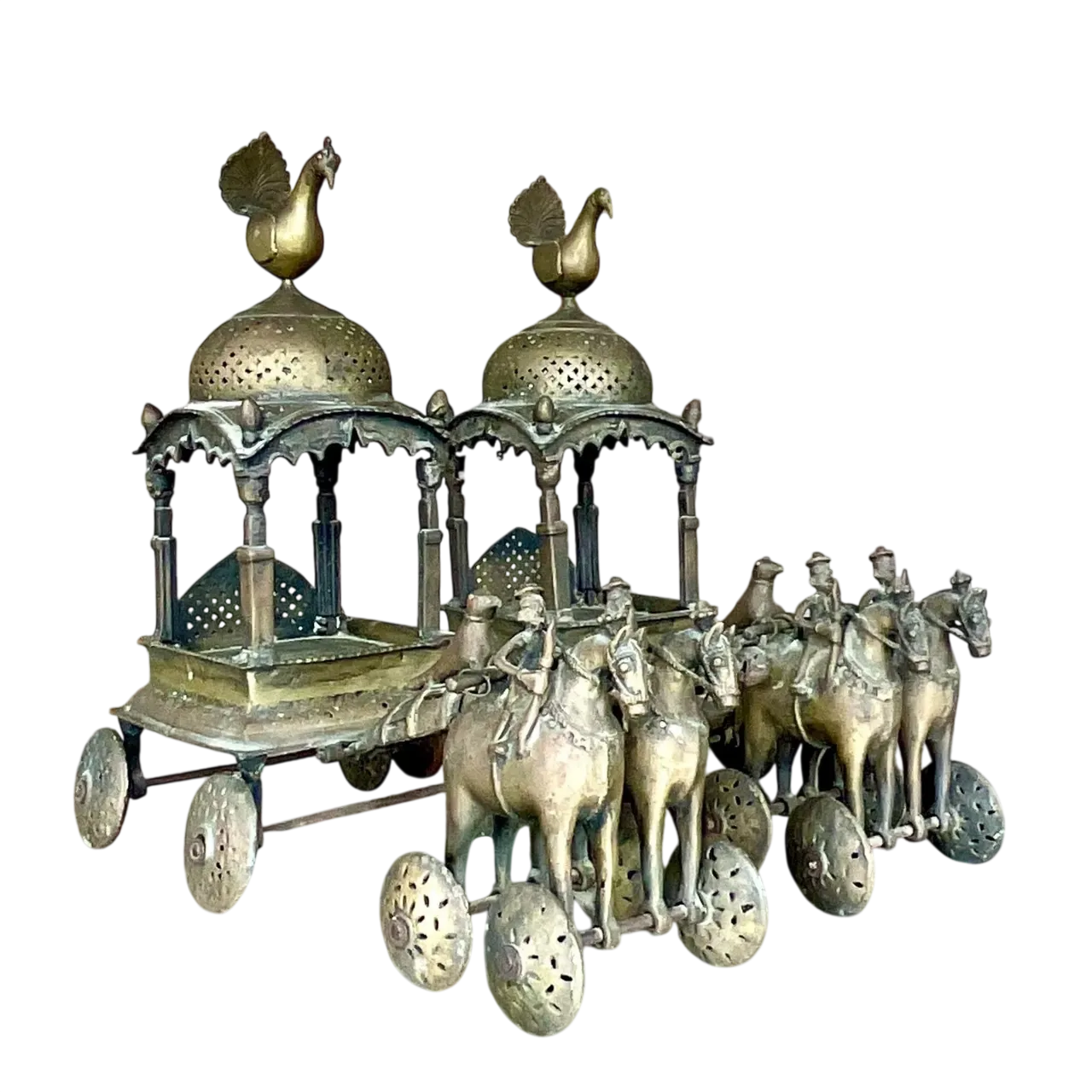 Vintage Regency Brass Caravan Temple Toys - a Pair