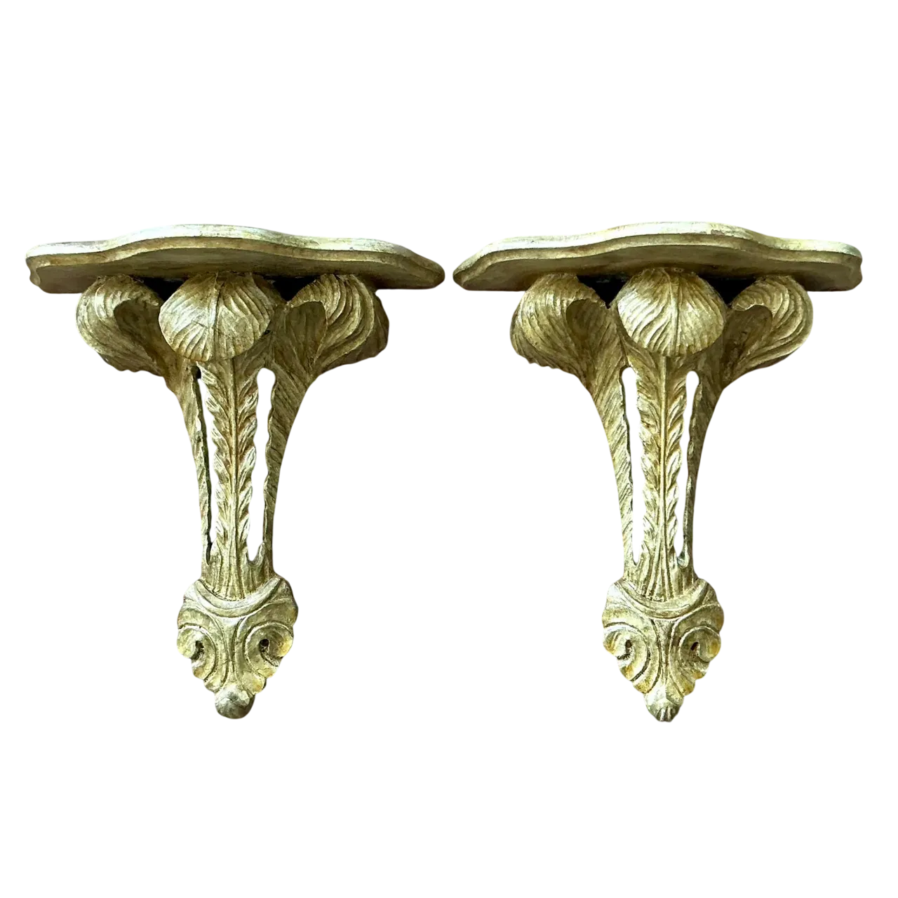 Vintage Regency Italian Hand Carved Brackets. - A Pair