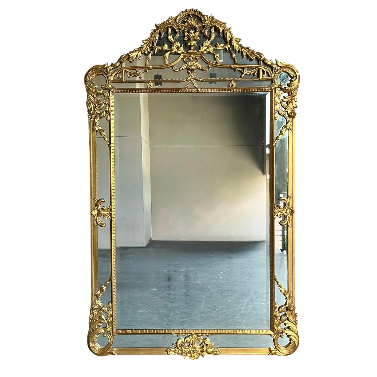 Vintage Regency Monumental Gilt Tipped Floor Mirror