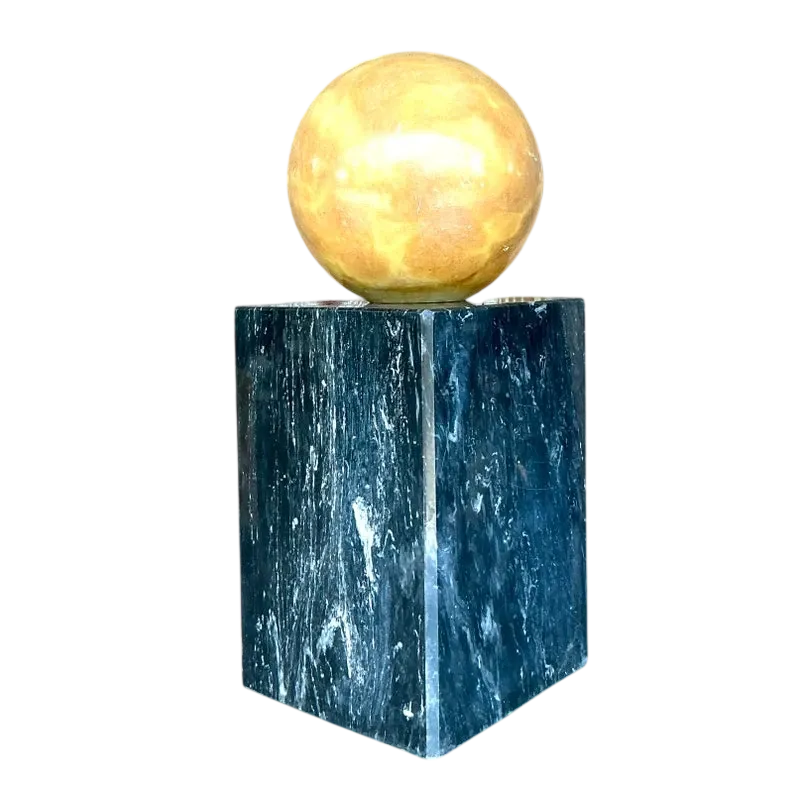 Vintage Boho Stacked Marble Geometric Sphere Sculpture