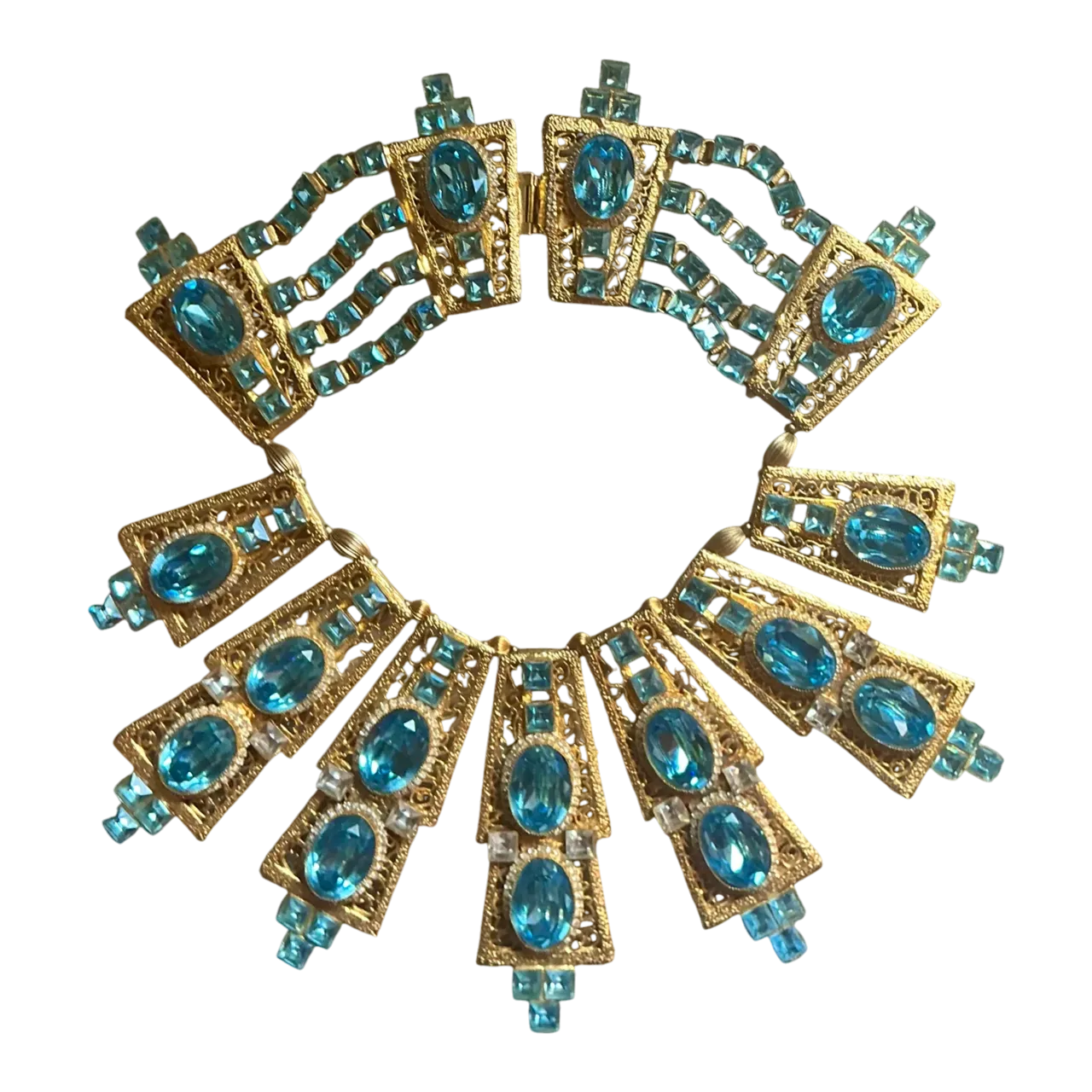 Vintage Light Blue Statement Collar Necklace