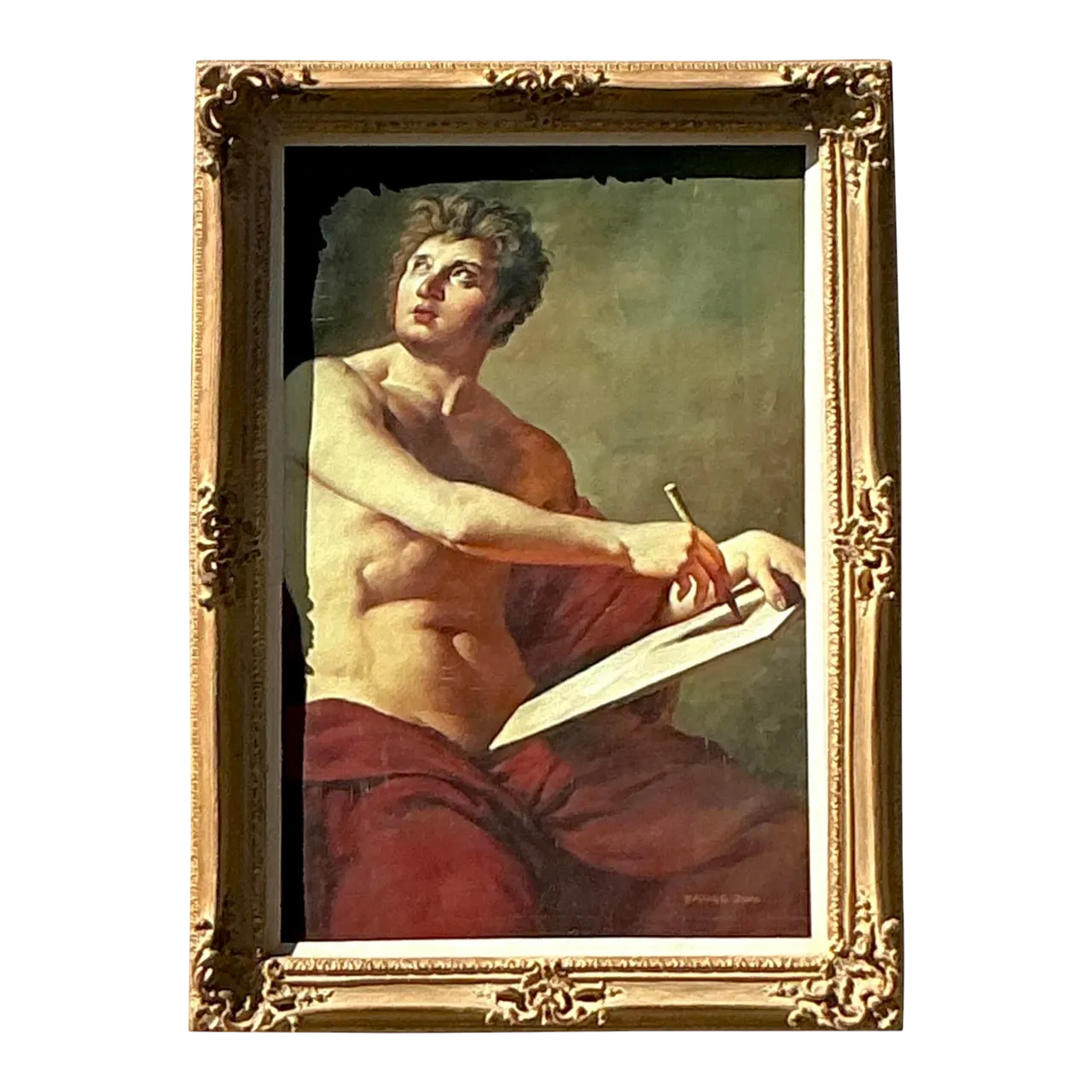 Regency Style Original Figurative Oil on Canvas Painting, Framed