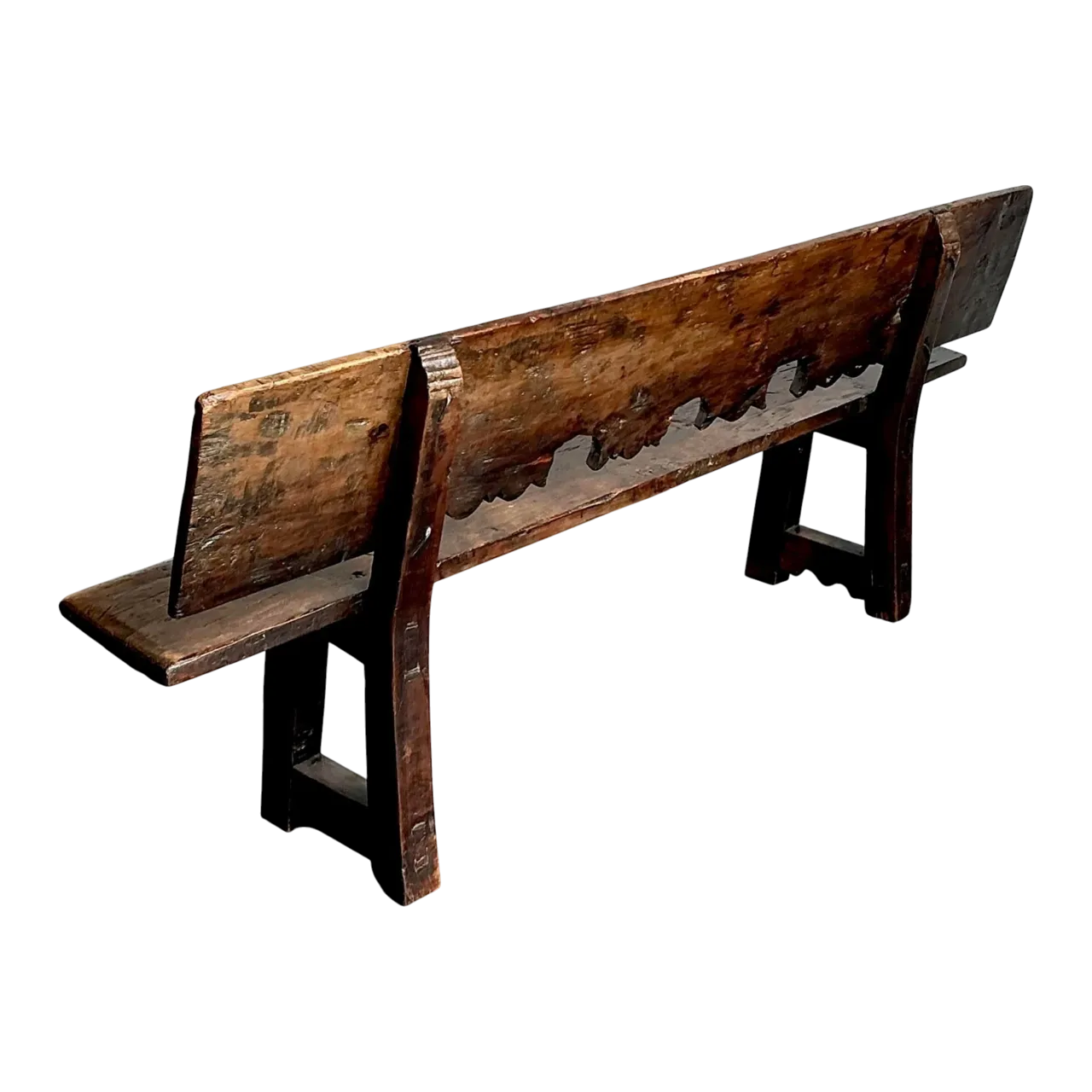 Vintage 18th Century Carved Plank Bench