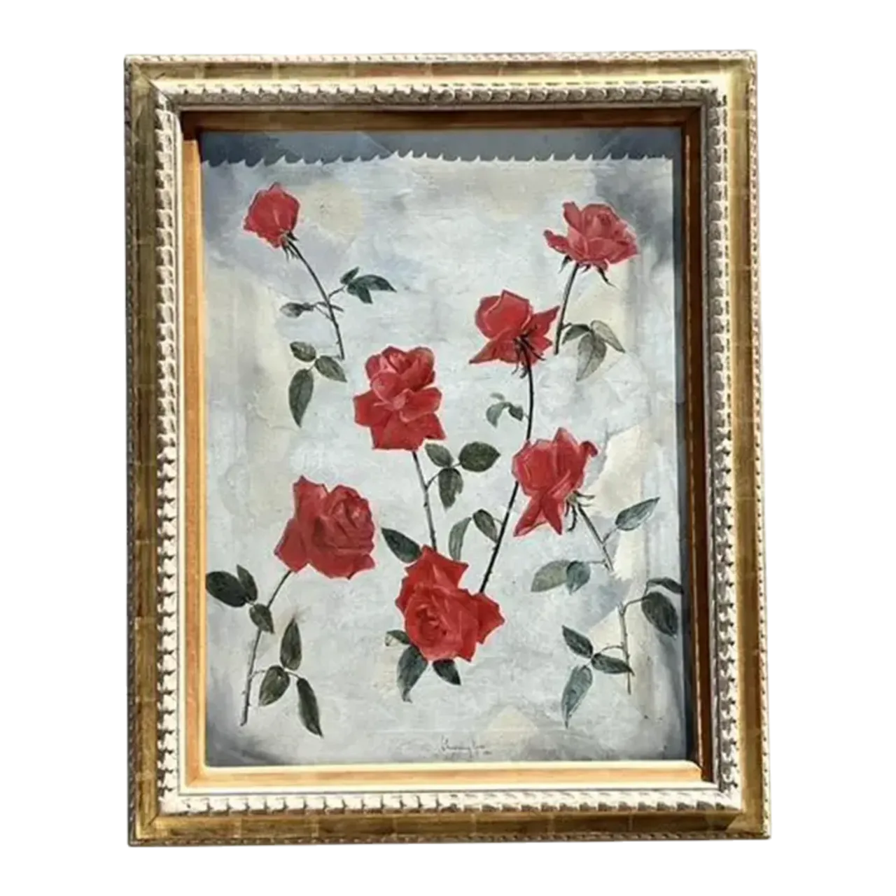 Vintage 1966 Original Floating Roses Oil on Painting
