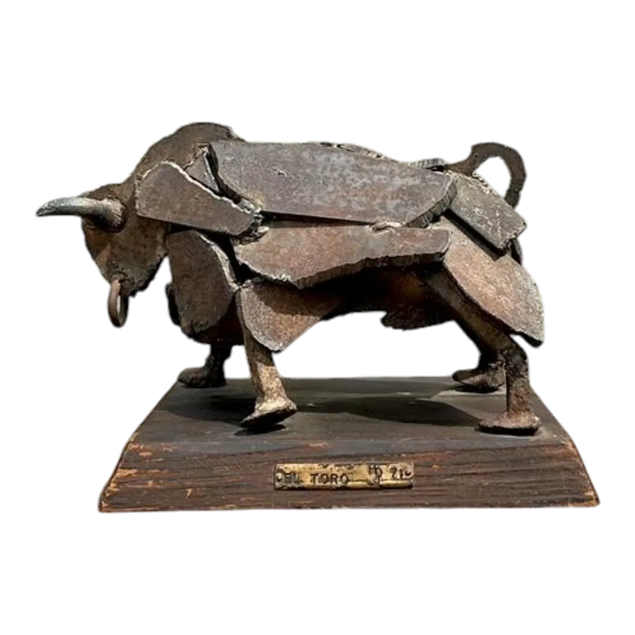 Vintage 1971 Brutalist Torch Cut Steel Bull