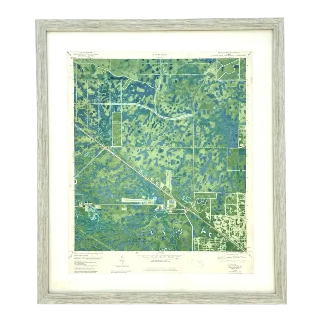 Vintage 50s Topographical Map of the Florida Keys