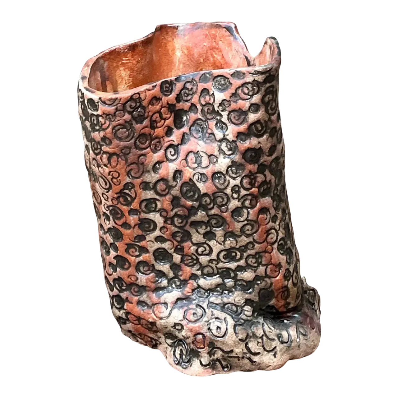 Vintage Aboriginal Studio Pottery Dot Vase