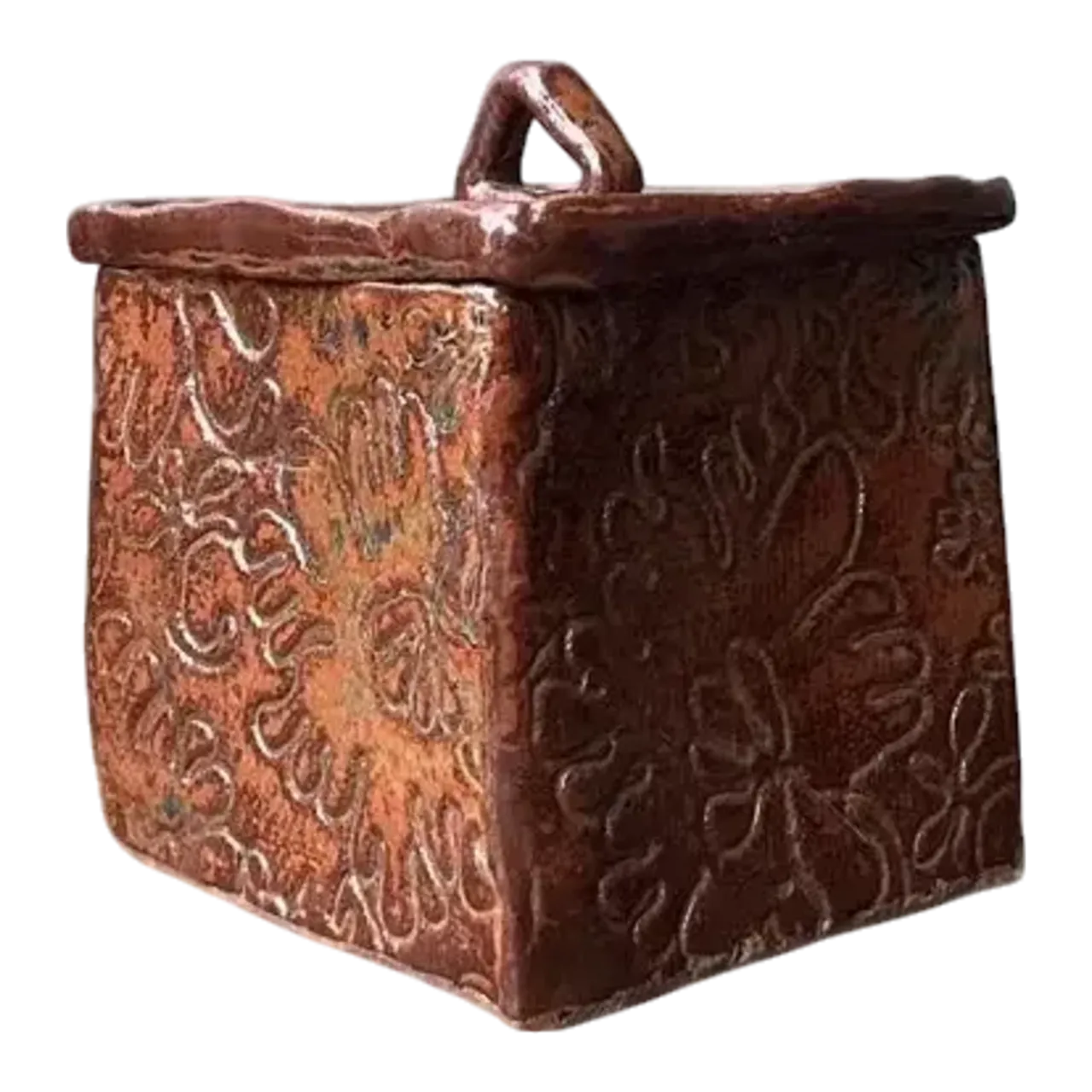 Vintage Aboriginal Studio Pottery Lidded Floral Box
