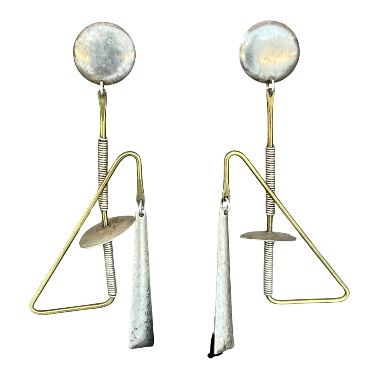 Vintage Abstract Mixed Metal Dangle Earrings