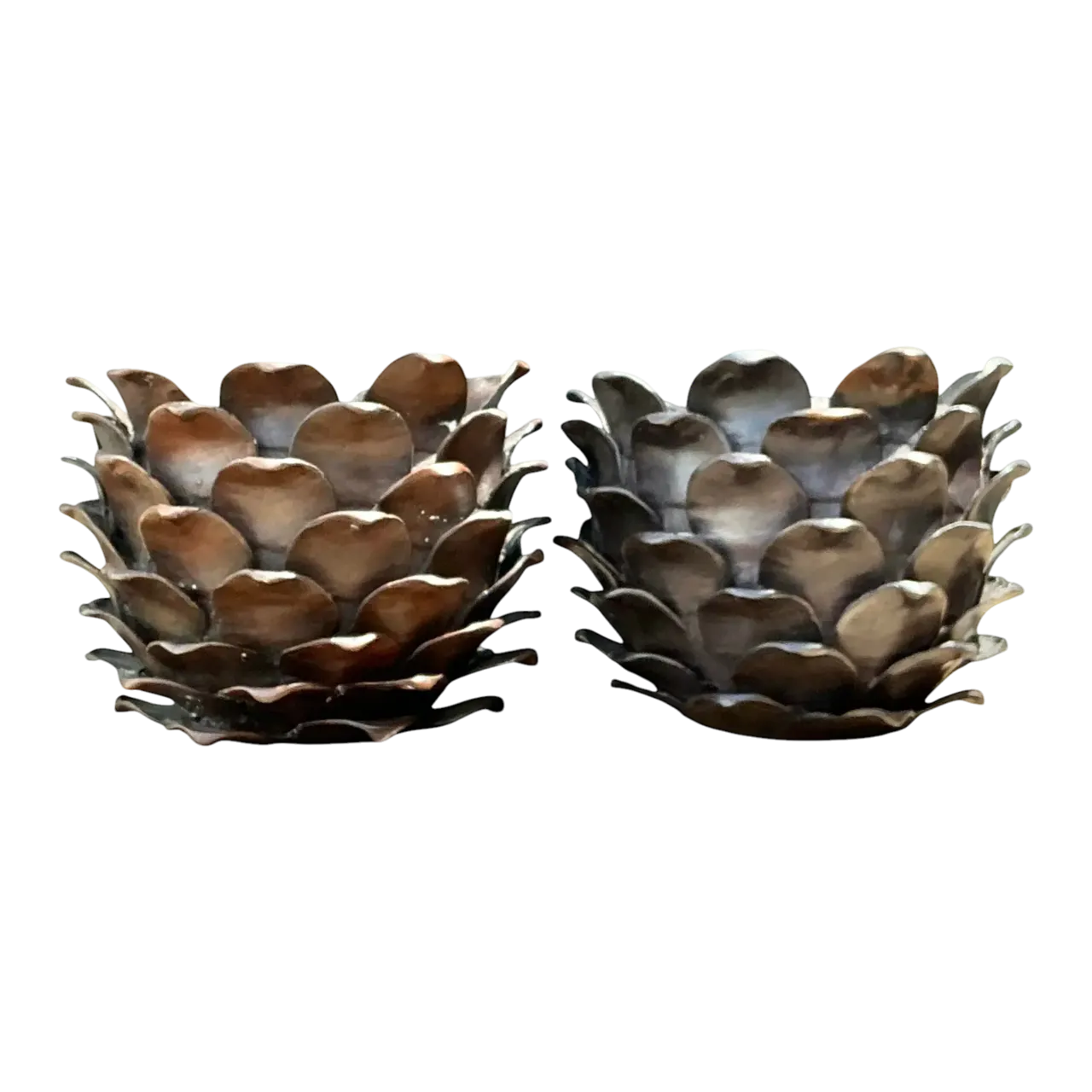 Vintage Alexander Lamont Patinated Bronze Bread Apples - A Pair
