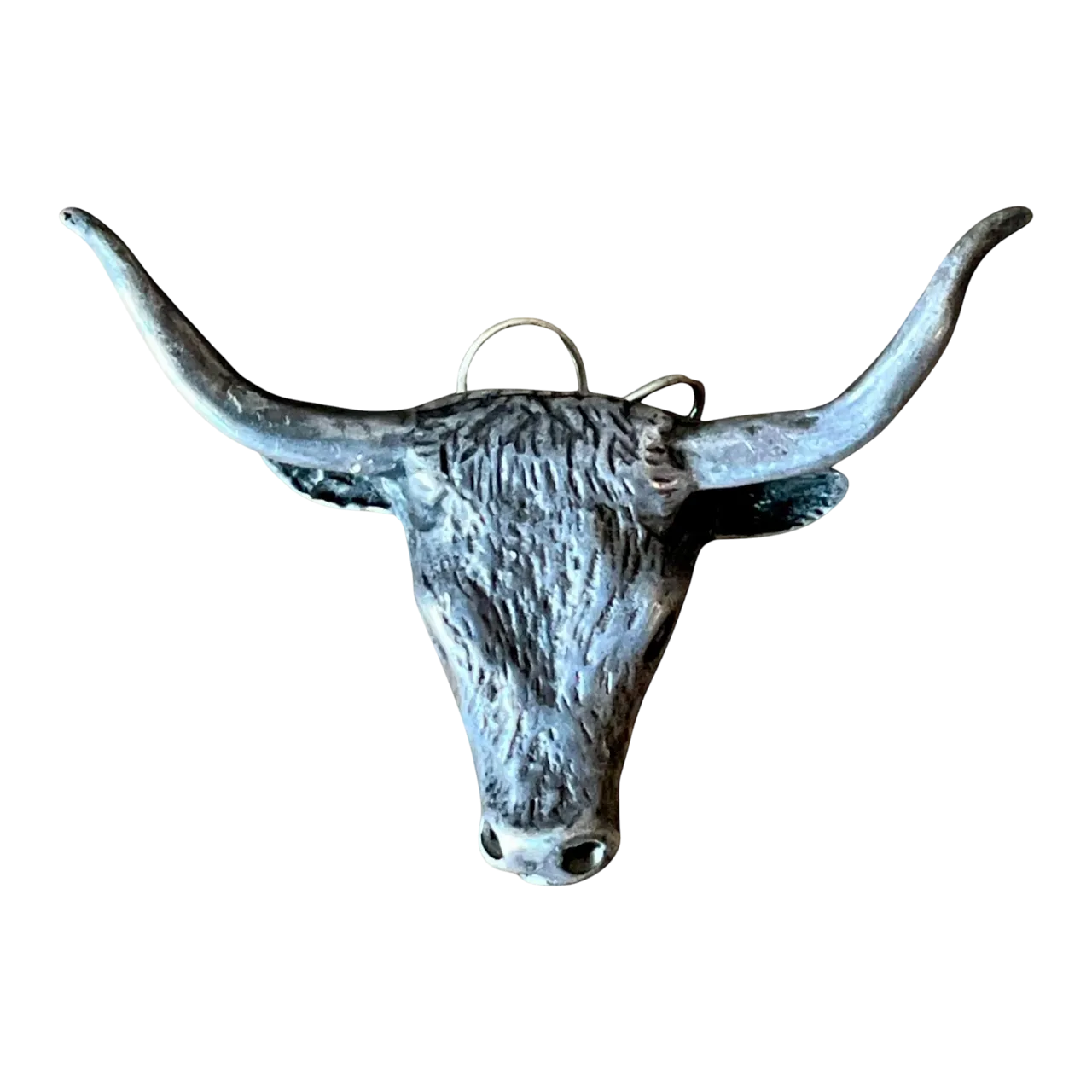 Vintage Antiqued Silver Steer Head Pendant
