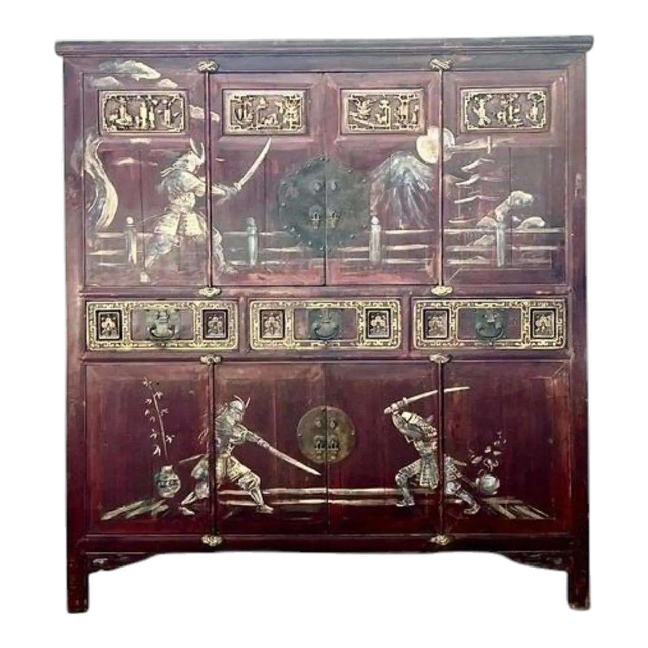 Vintage Asian 18th Century Hand Painted Cabinet