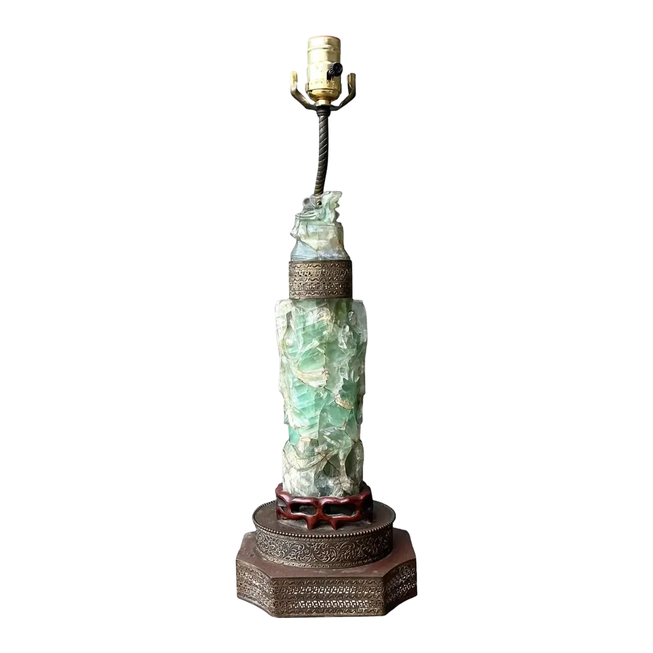 Vintage Asian Carved Jadite Lamp
