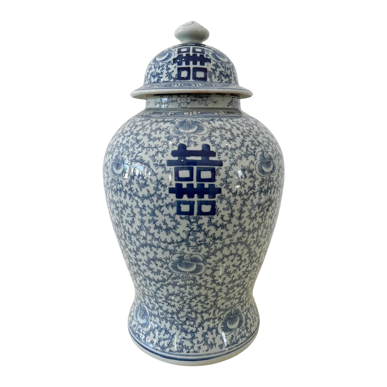 Vintage Blue and White Double Happiness Ginger Jar