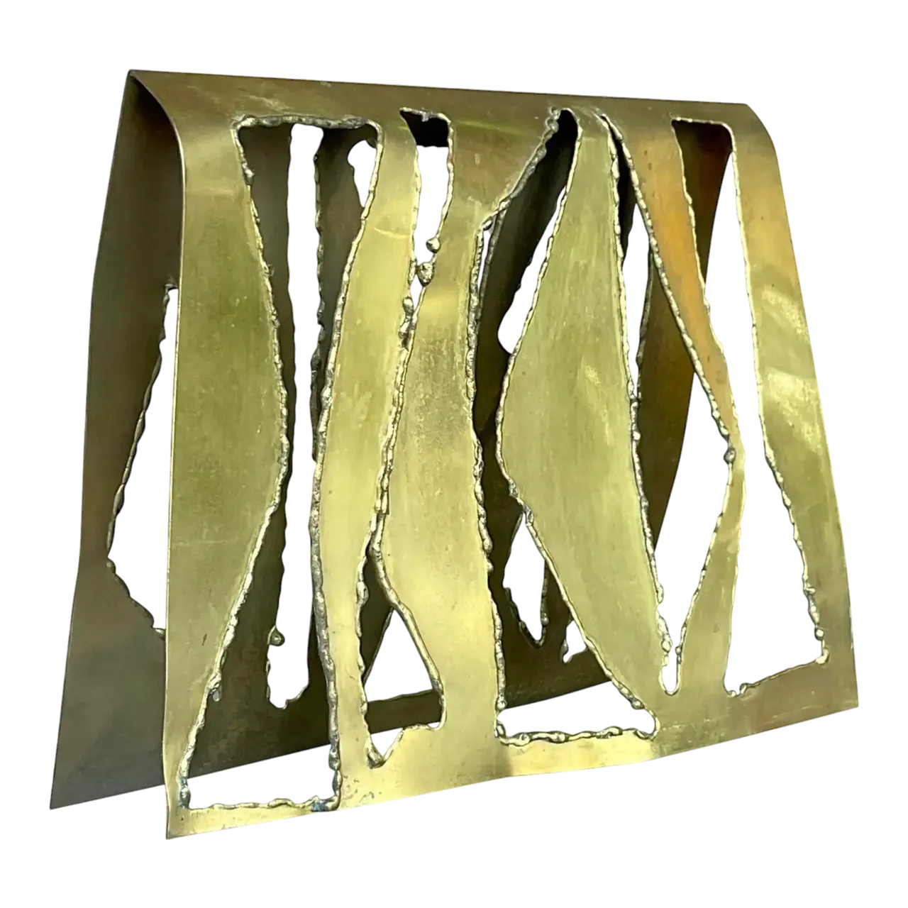 Vintage Boho 1969 Signed Torch Cut Brass Sculpture