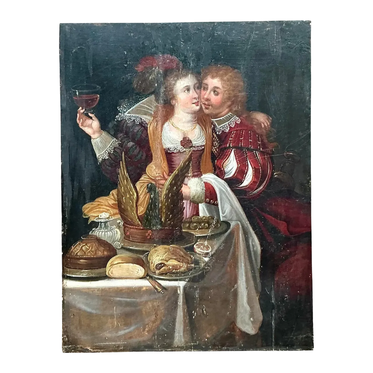 Vintage Boho 19th Century Figural Painting on Board