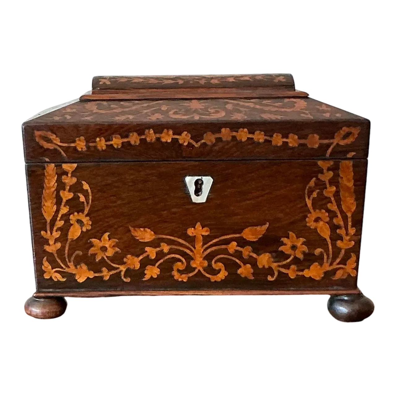 Vintage Boho 19th Century Marquetry Box - Wood, 8.5W x 6H