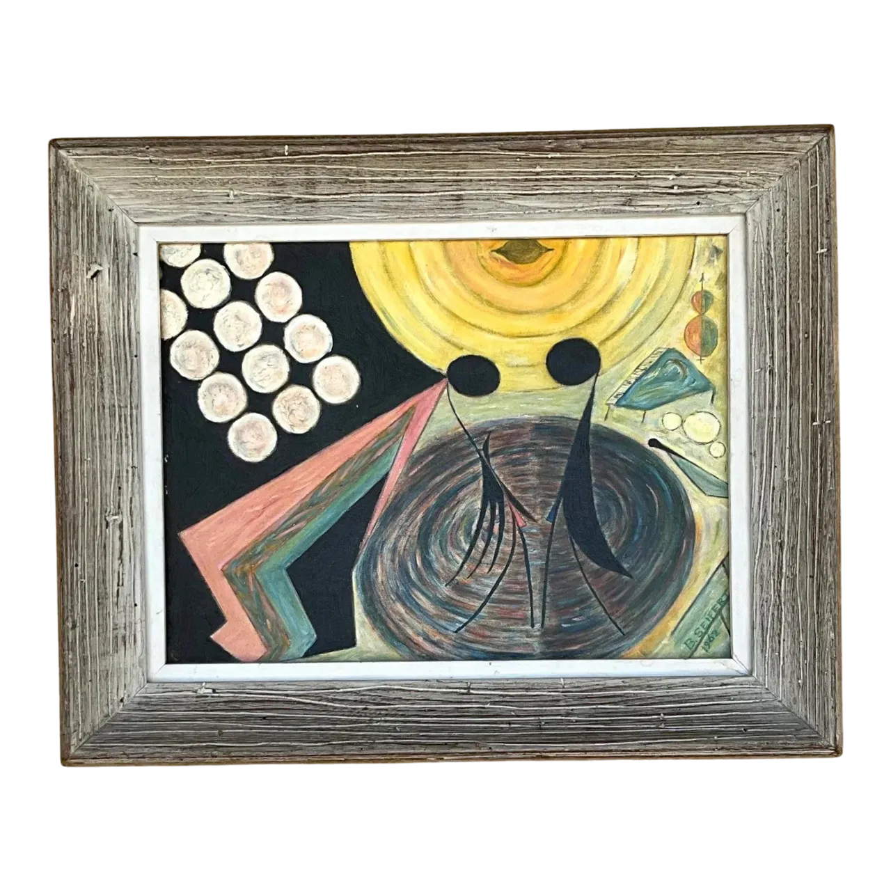 Vintage Boho Abstract Figural Original Oil Painting on Canvas