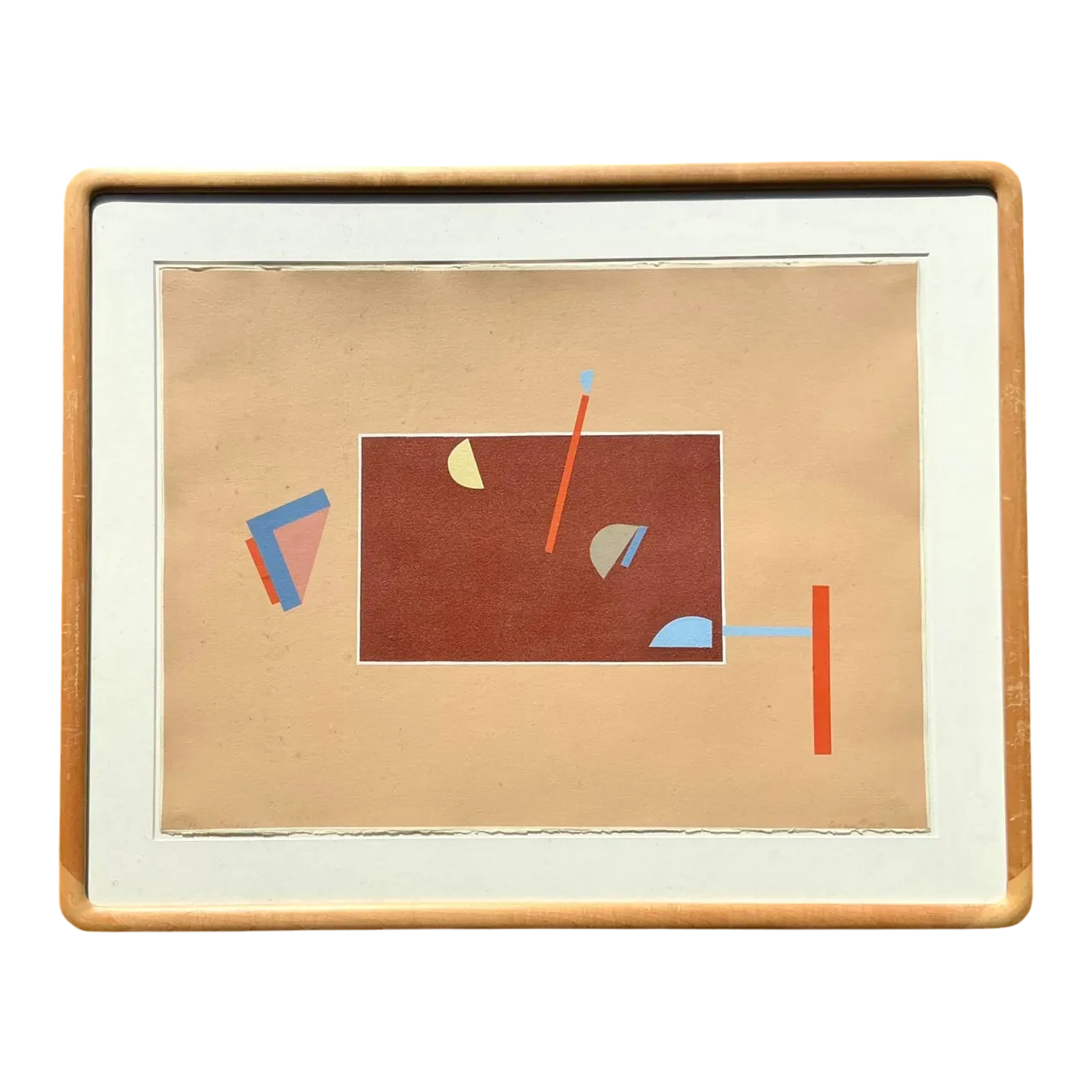 Vintage Boho Abstract Geometric Lithograph on Paper