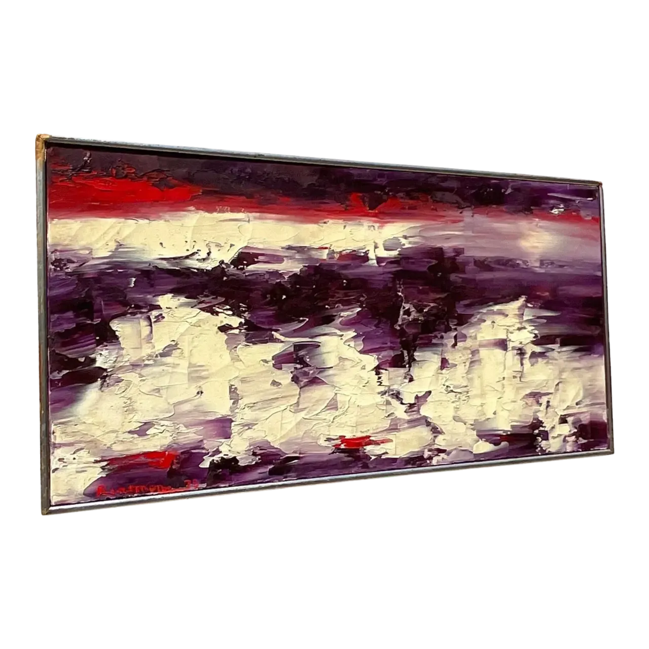 Vintage Boho Abstract Original Oil on Canvas - Canvas, 31W x 15.75H