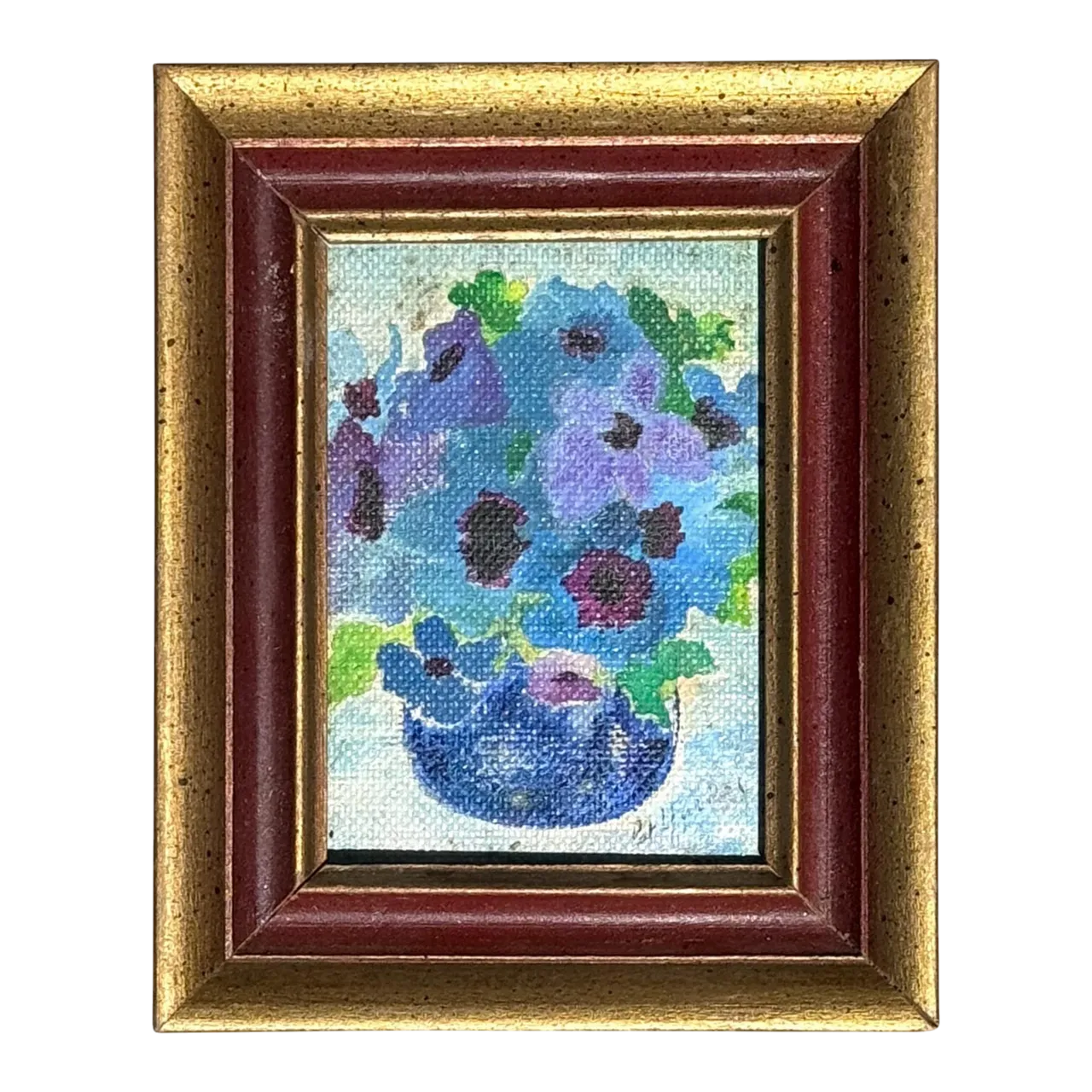 Vintage Boho Abstract Still Life Oil on Canvas Signed by the Artist - Oil Paint, 4.5W x 5.5H