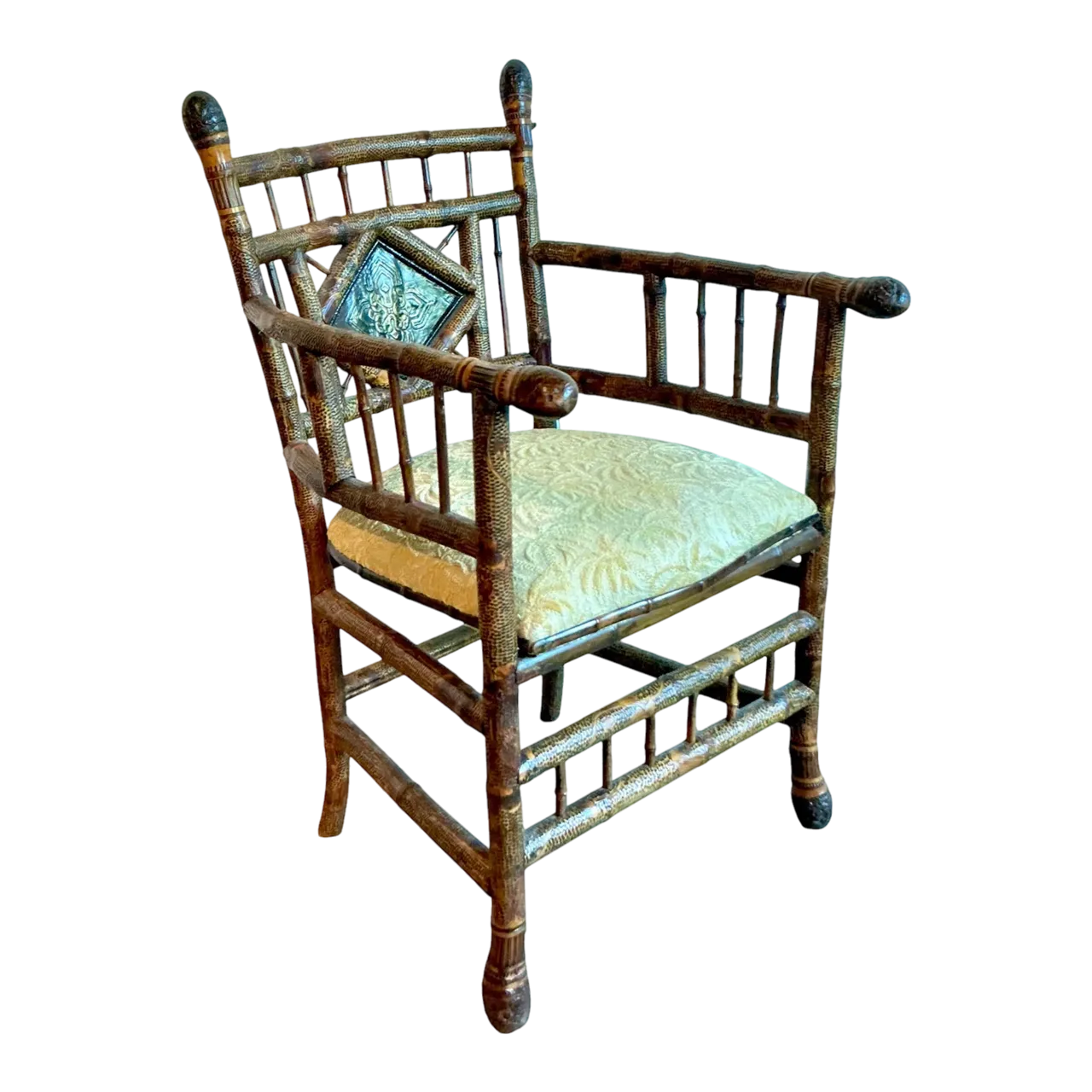 Vintage Boho Bamboo Arm Chair