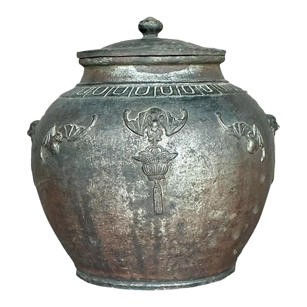 Vintage Boho Bat Wing Lidded Urn