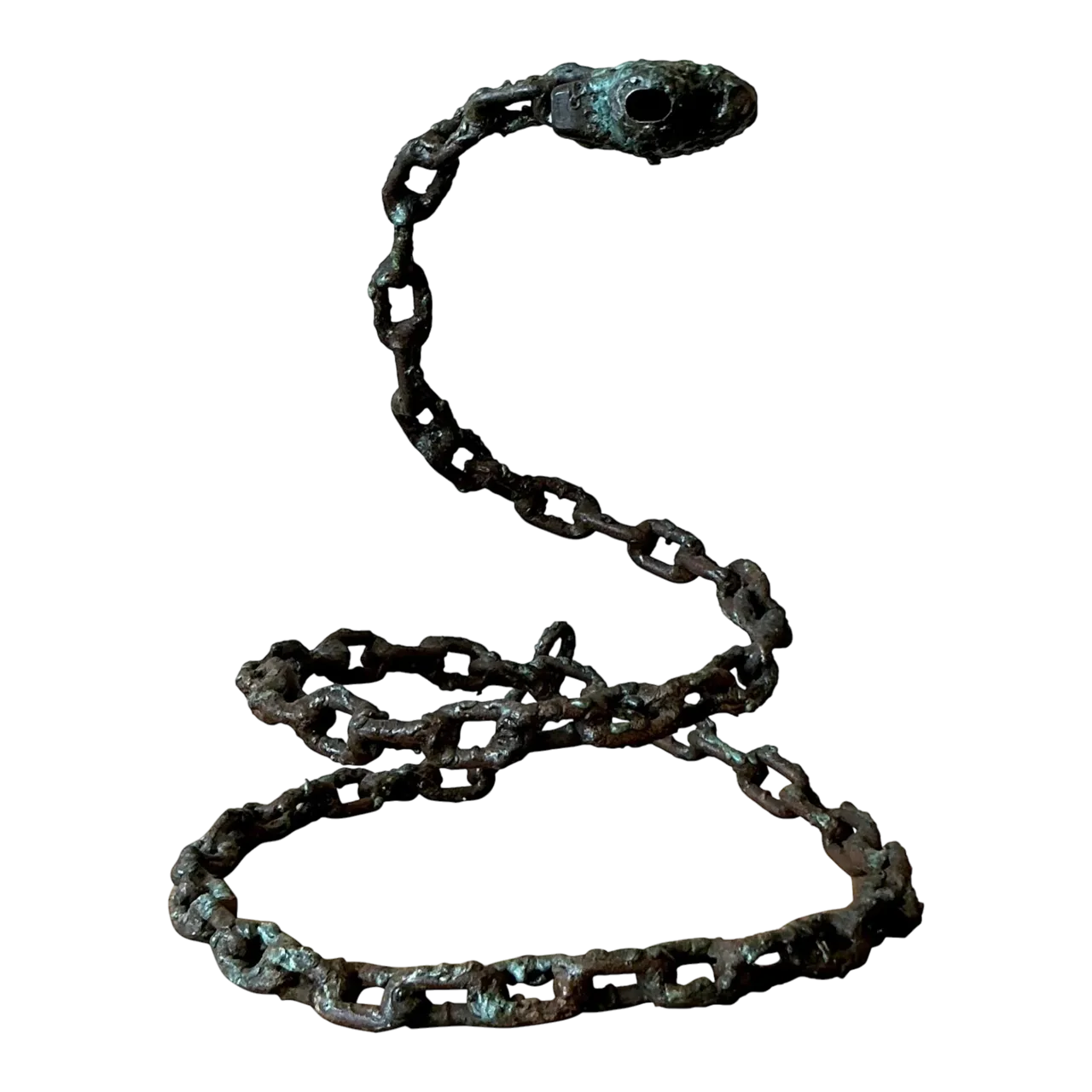 Vintage Boho Brutalist Chain Link Snake Sculpture