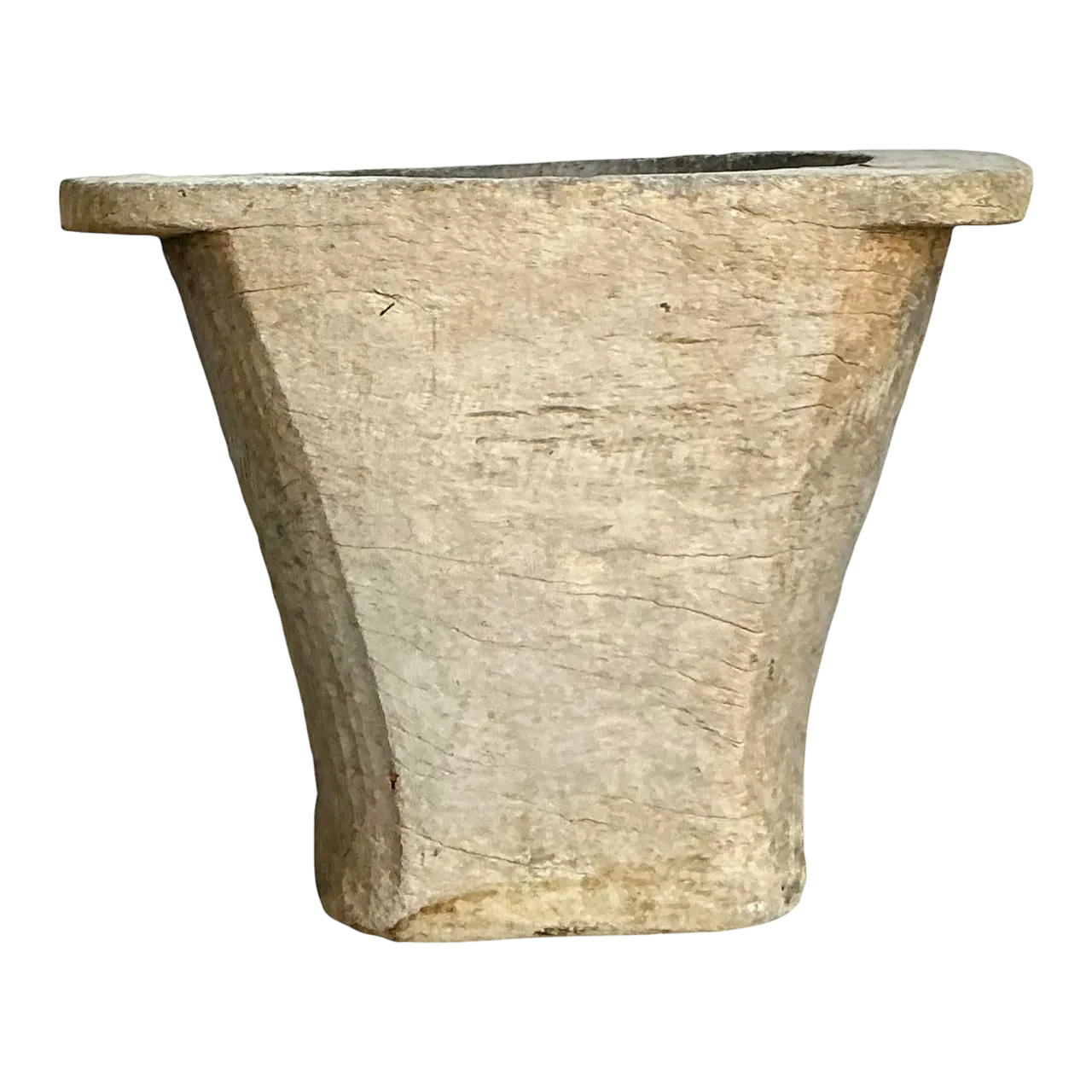 Vintage Boho Carved Coconut Trunk Planter