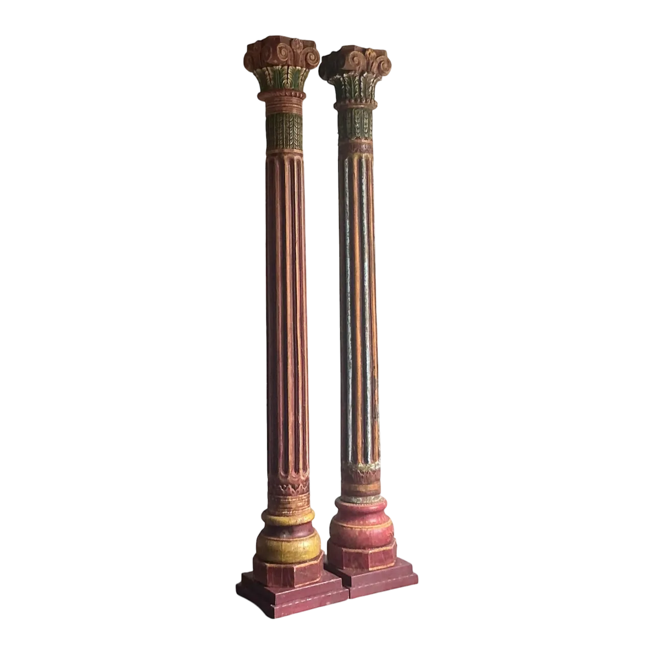 Vintage Boho Carved Corinthian Columns - A Set of 2