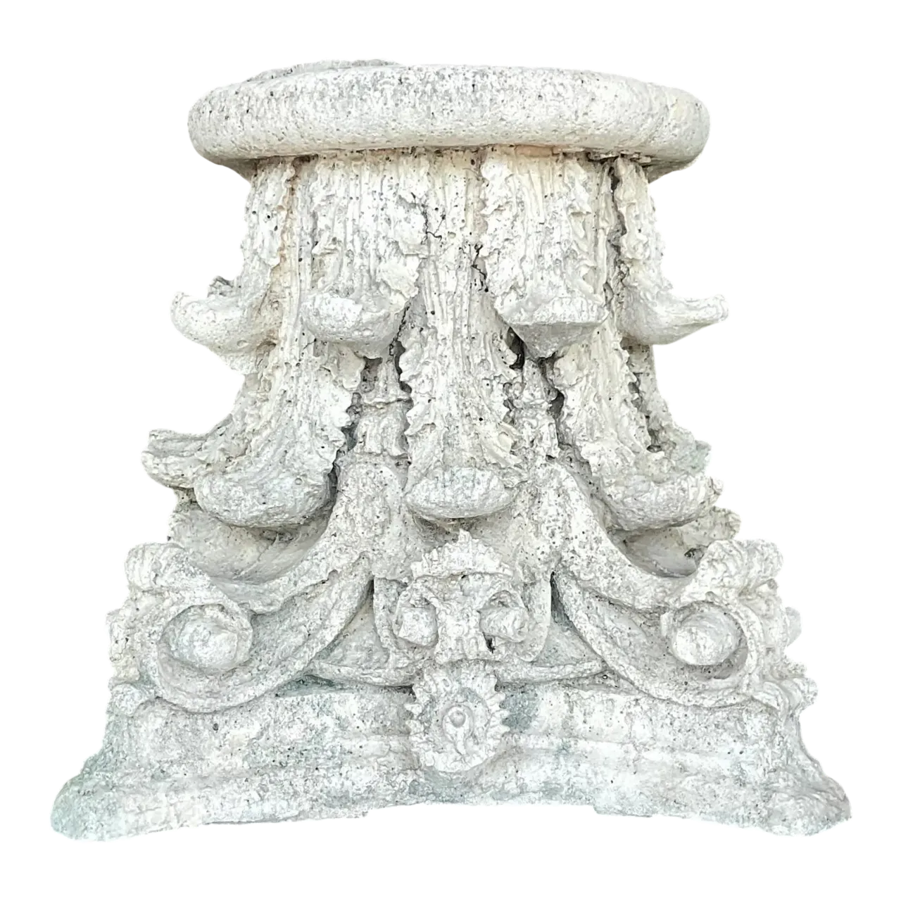 Vintage Boho Cast Concrete Corinthian Column Top