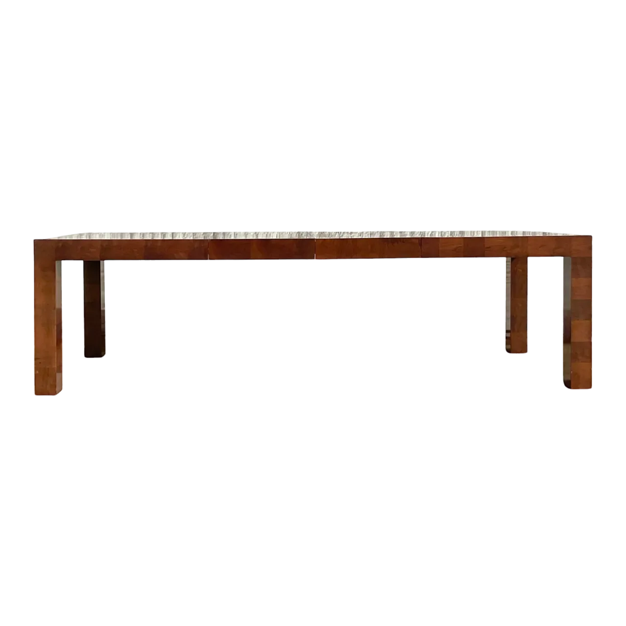 Vintage Boho Checkerboard Burl Wood Dining Table After Thayer Coggin