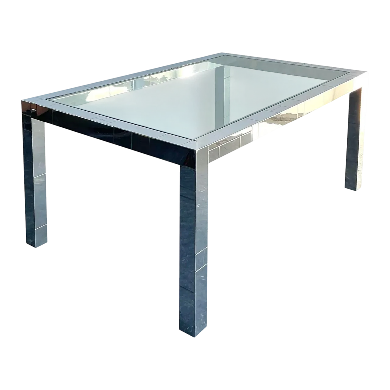 Vintage Boho Chrome Cityscape Dining Table After Paul Evans