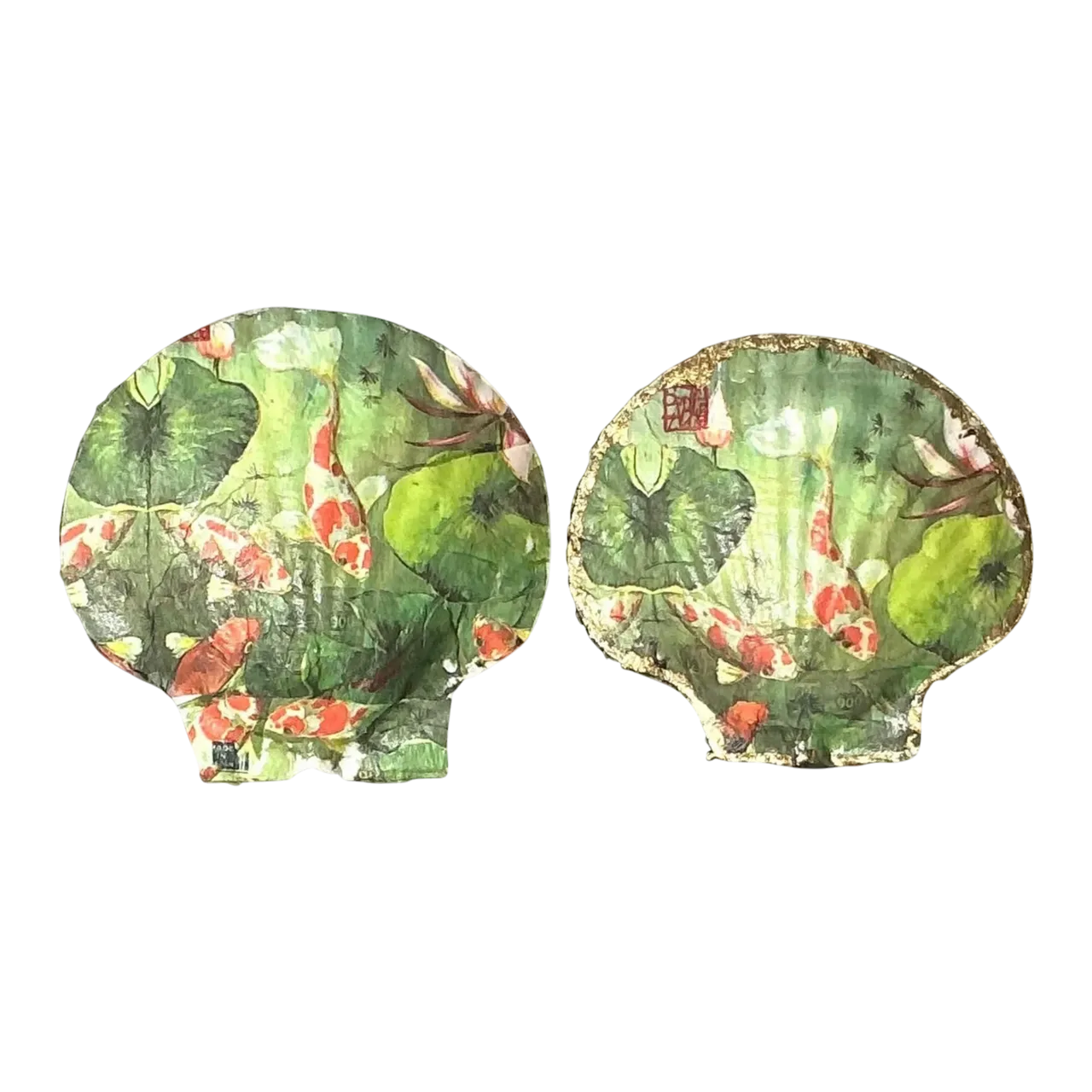 Vintage Boho Decoupage Oyster Shells - Set of 2
