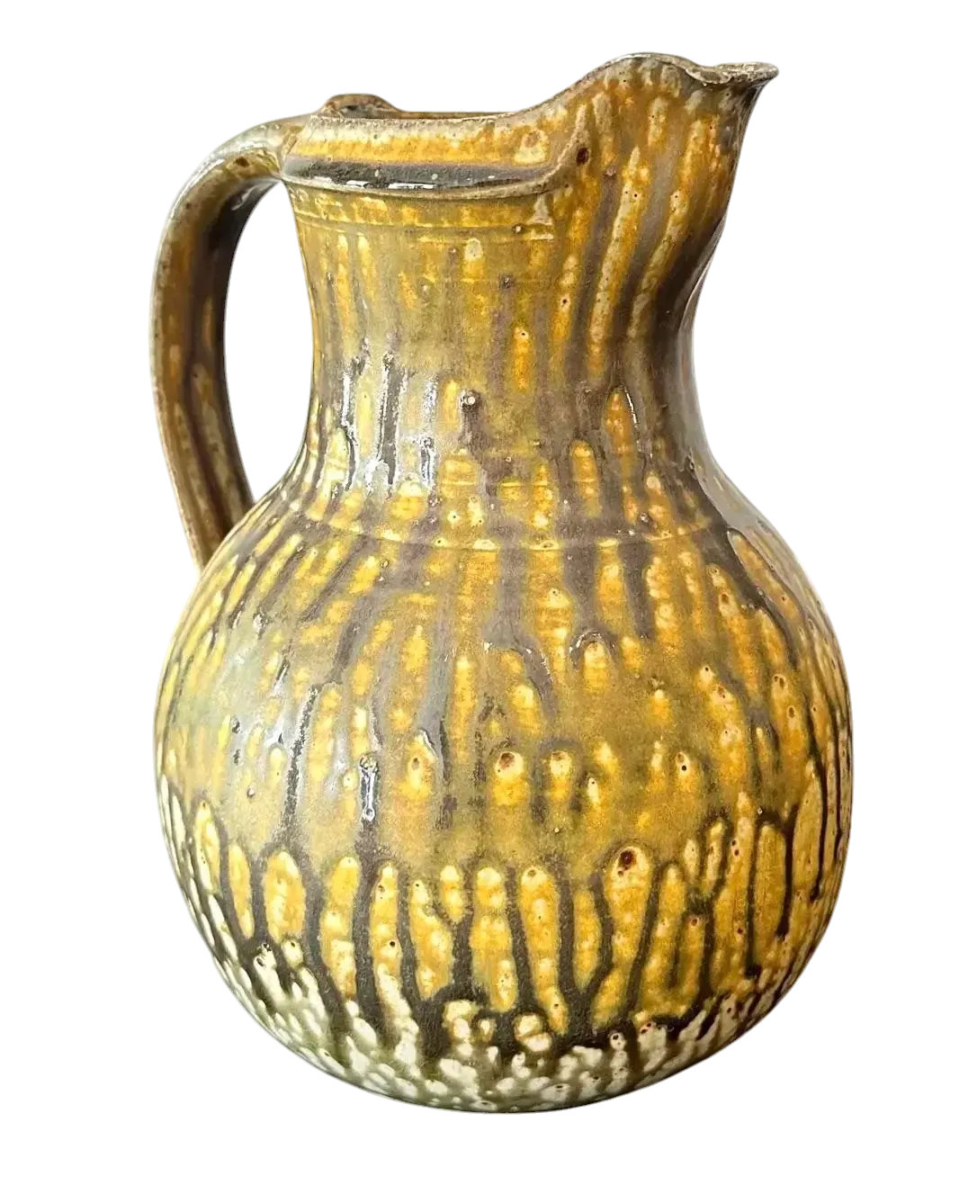 Vintage Boho Double Glaze Studio Pottery Pitcher